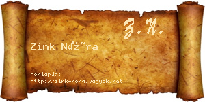 Zink Nóra névjegykártya